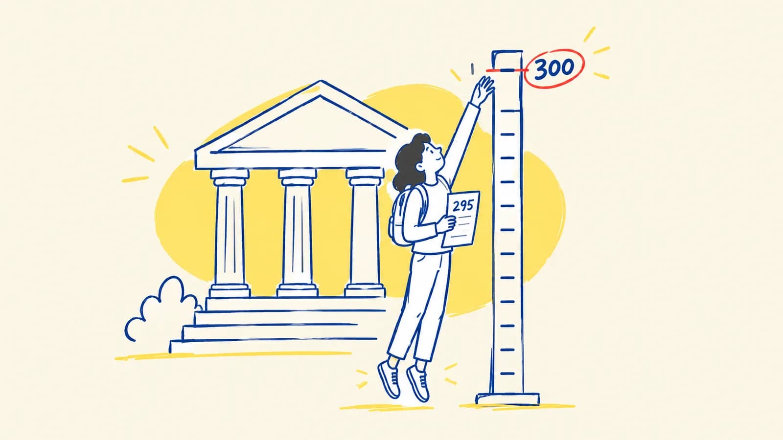Ilustración de un birrete de graduación sobre una cinta de premio y un edificio universitario, en tonos morados